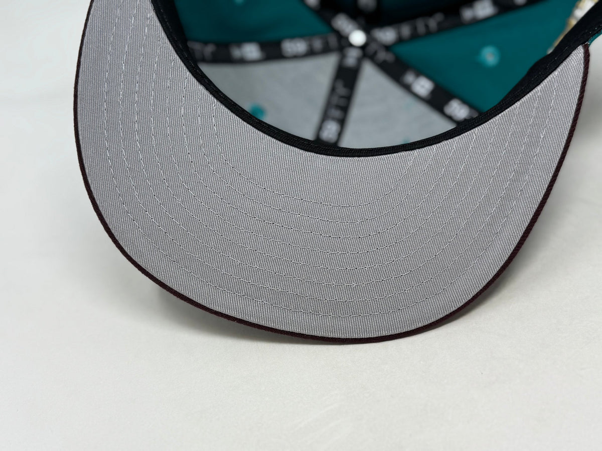 Anaheim Ducks 30th Anniversary Fitted Hats-Turquoise Maroon