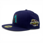 Arizona Diamondbacks 2001 World Series Team On Field Fitted Hat- Purple