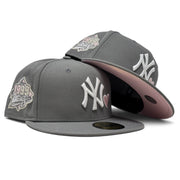 New York Yankees 1999 World Series with heart Pink Brim Fitted Hat