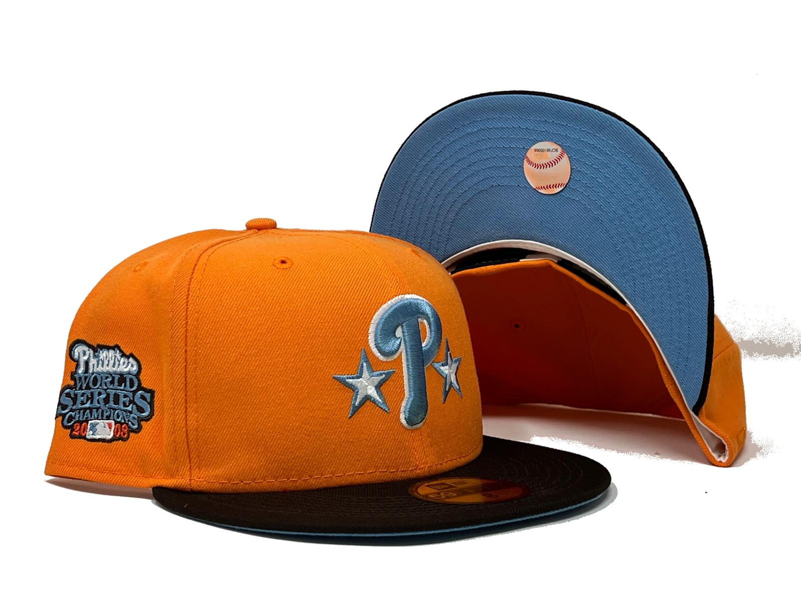 PHILADELPHIA PHILLIES 2008 WORLD SERIES "BUBBLE TEA PACK" ICY BRIM NEW ERA FITTED HAT
