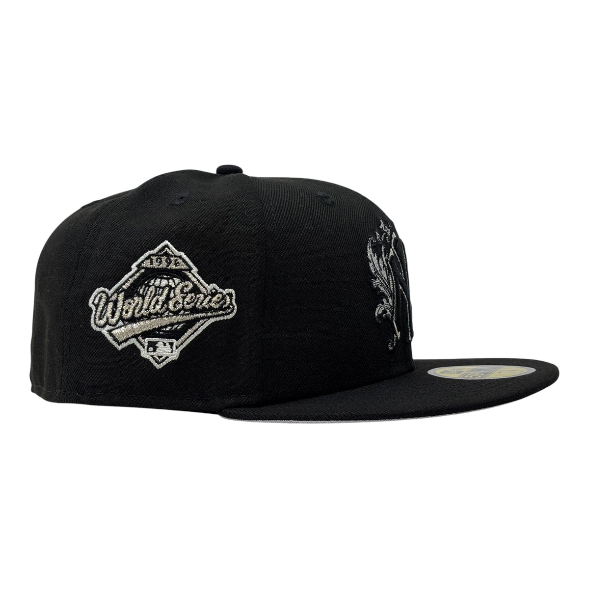 New York Yankees 1996 World Series iconic interlocking Fitted Hats-Black