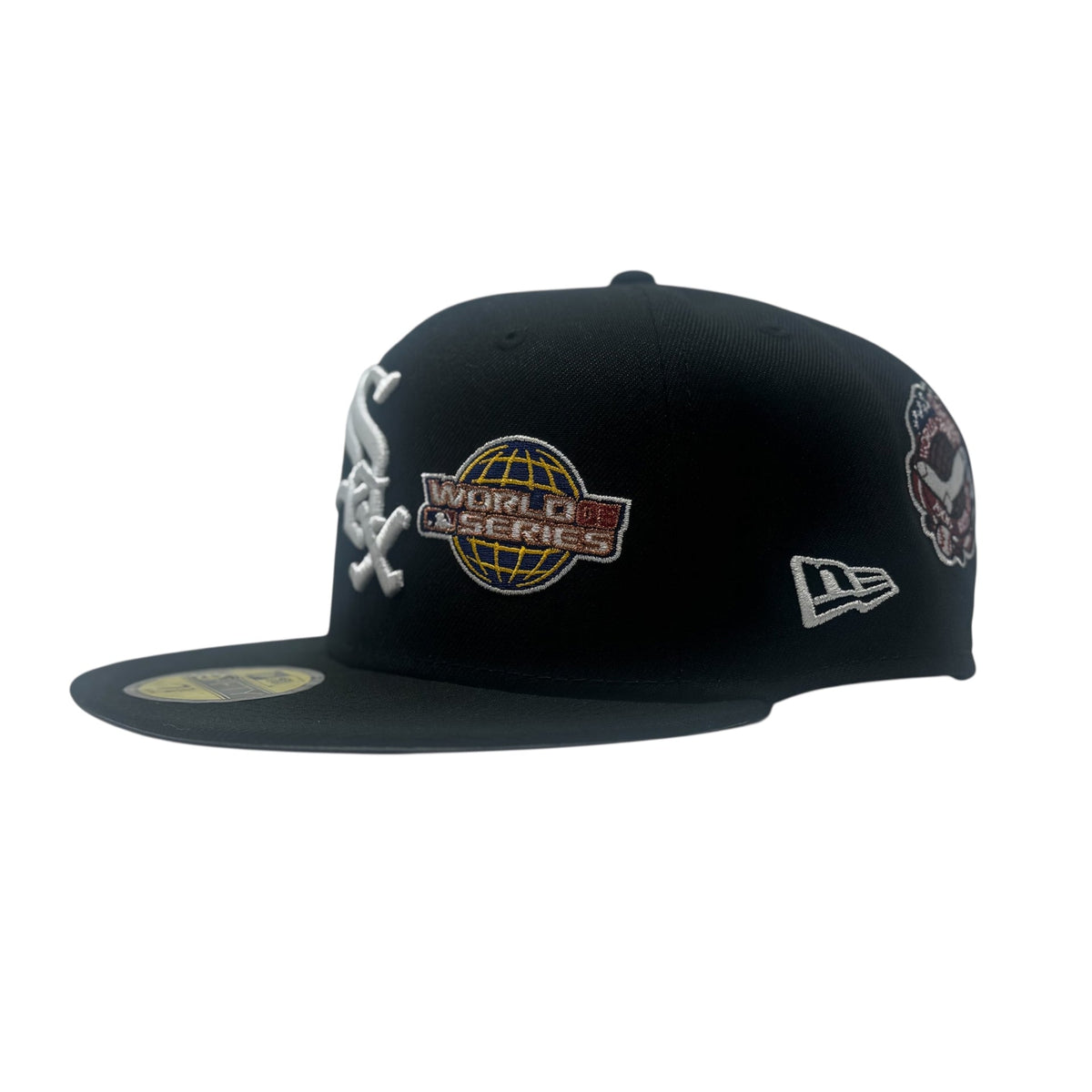 Chicago White Sox 3X Champions Multi Logo Fitted Hats-Black