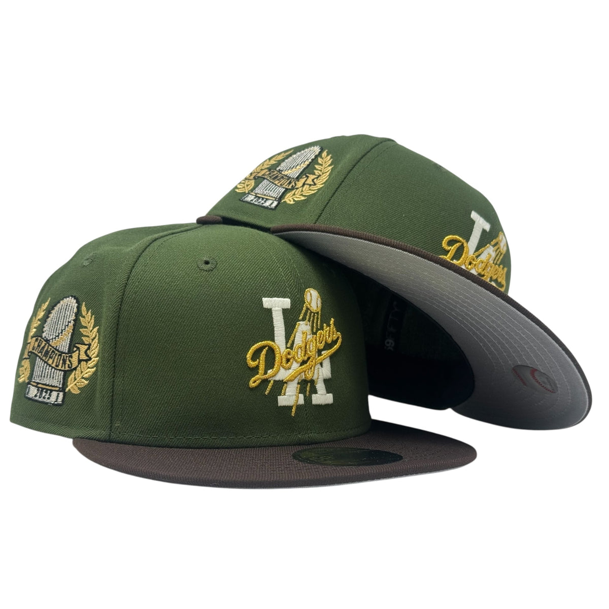 Los Angeles Dodgers 2025 World Champions Fitted Hat-Olive Brown