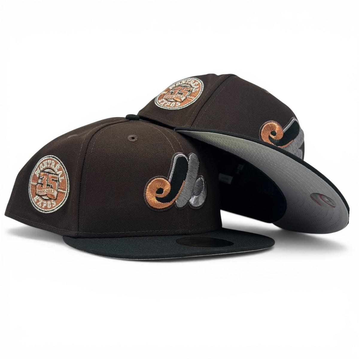 Montreal Expos 35th Anniversary New Era Fitted Hat-Dark Brown Black