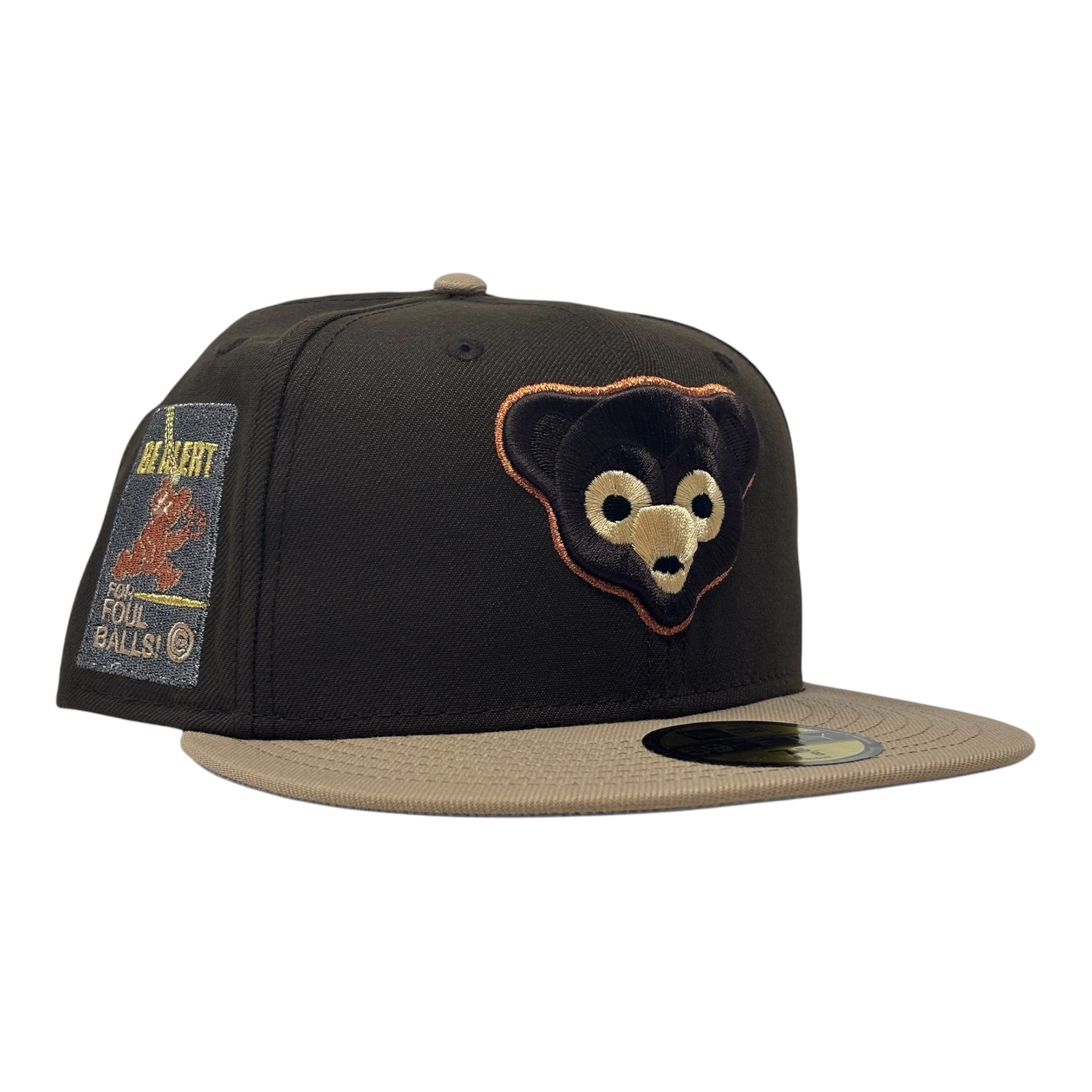 Chicago Cubs Be Alert Foul Ball Logo Fitted Hats-Walnut