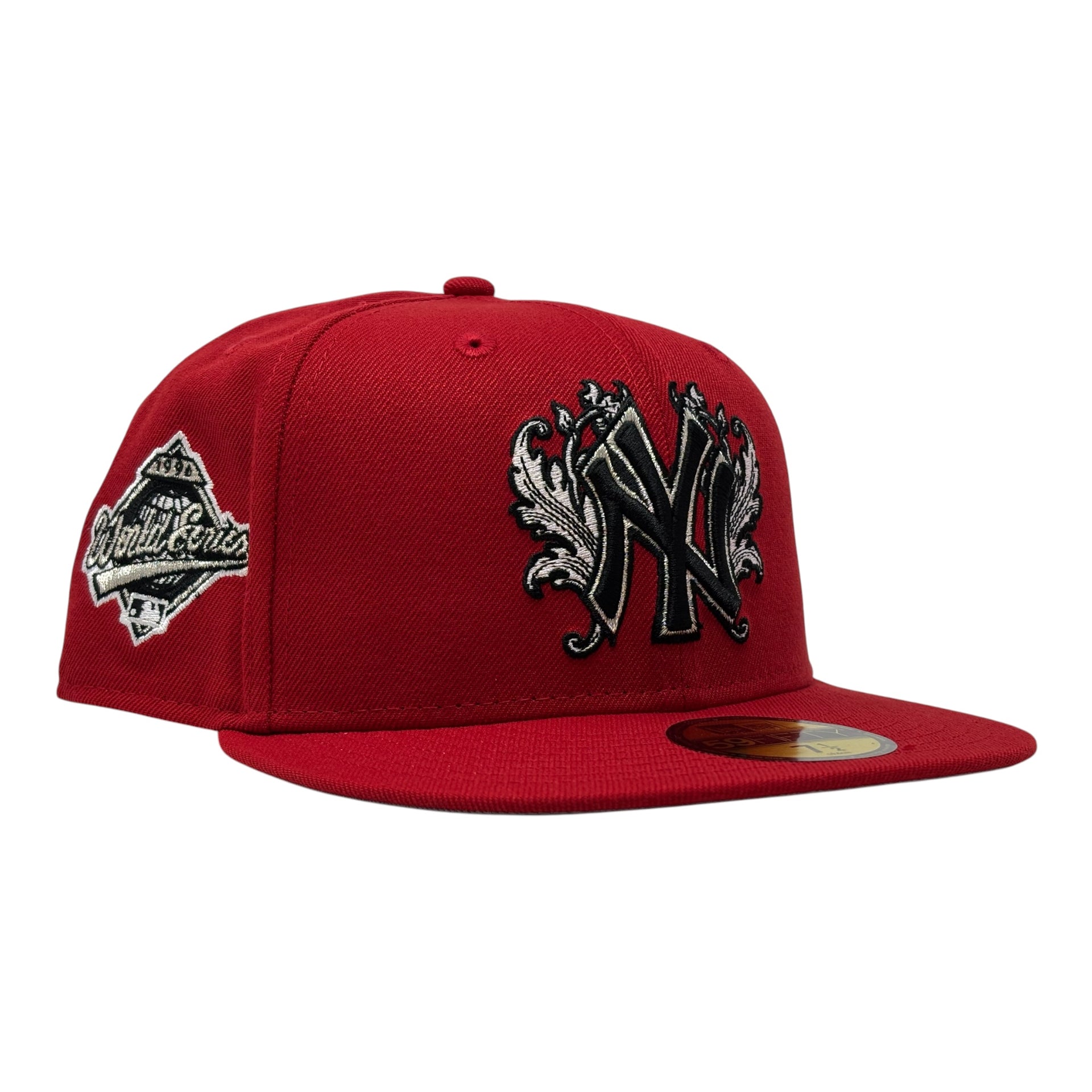 New York Yankees 1996 World Series iconic interlocking Fitted Hats-Red