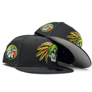 Aztec Skull Warriors New Era Fitted Hat-Black Lime