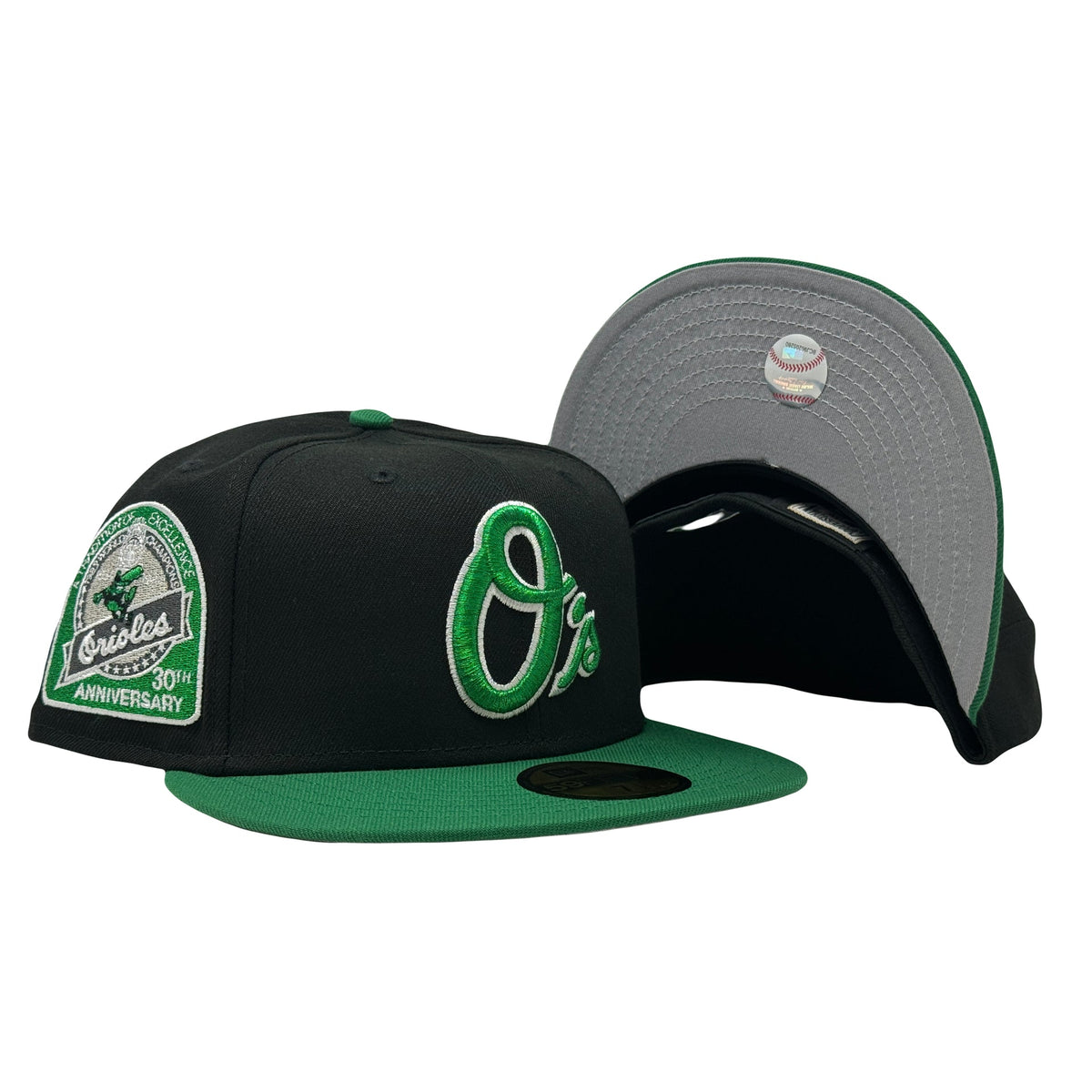 Baltimore Orioles 30th Anniversary Black Kelly Green 59Fifty New Era Fitted Hat