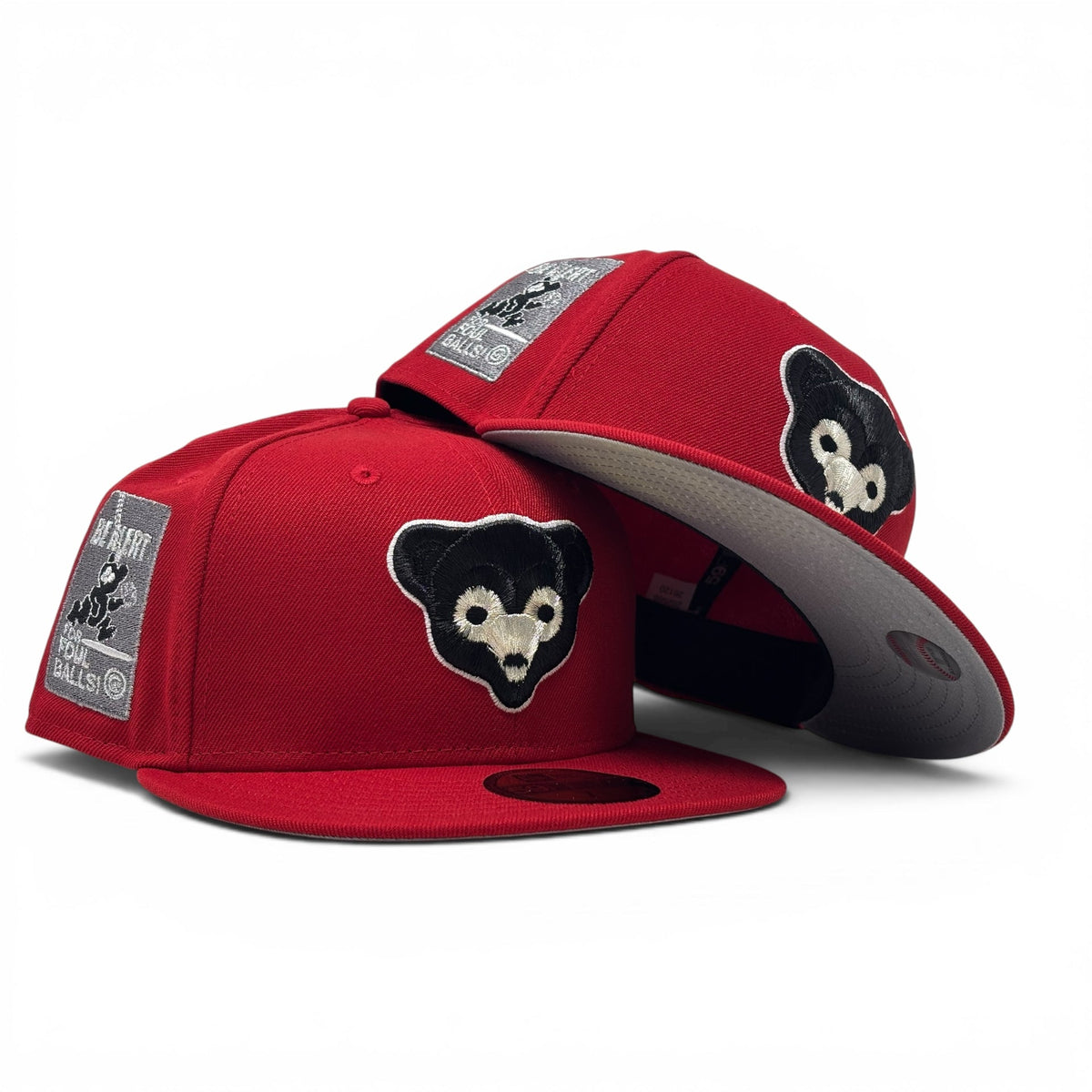 Chicago Cubs Be Alert Foul Ball Logo New Era Fitted Hats-Red