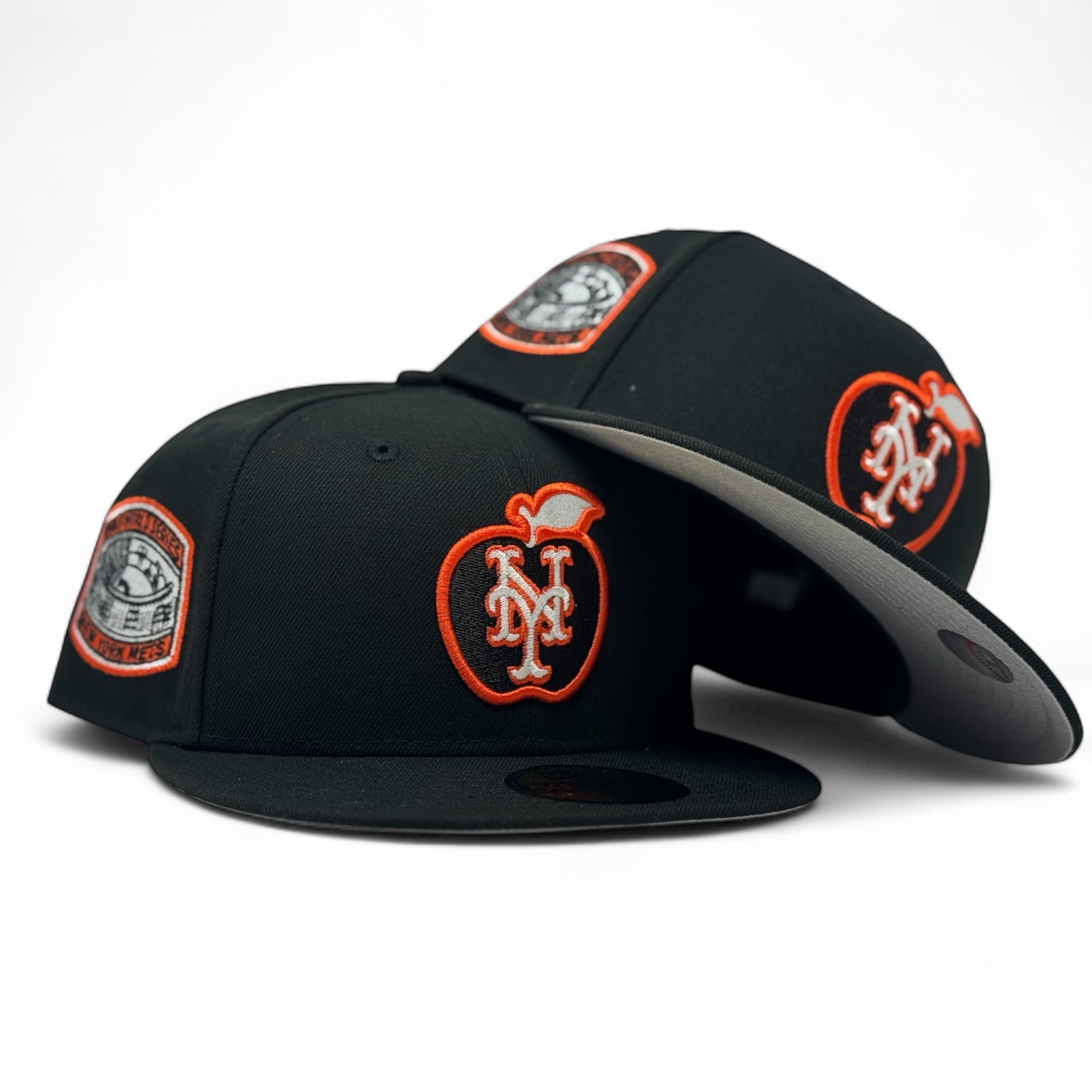 New York Mets 1969 World Series Apple Logo Fitted Hat-Black
