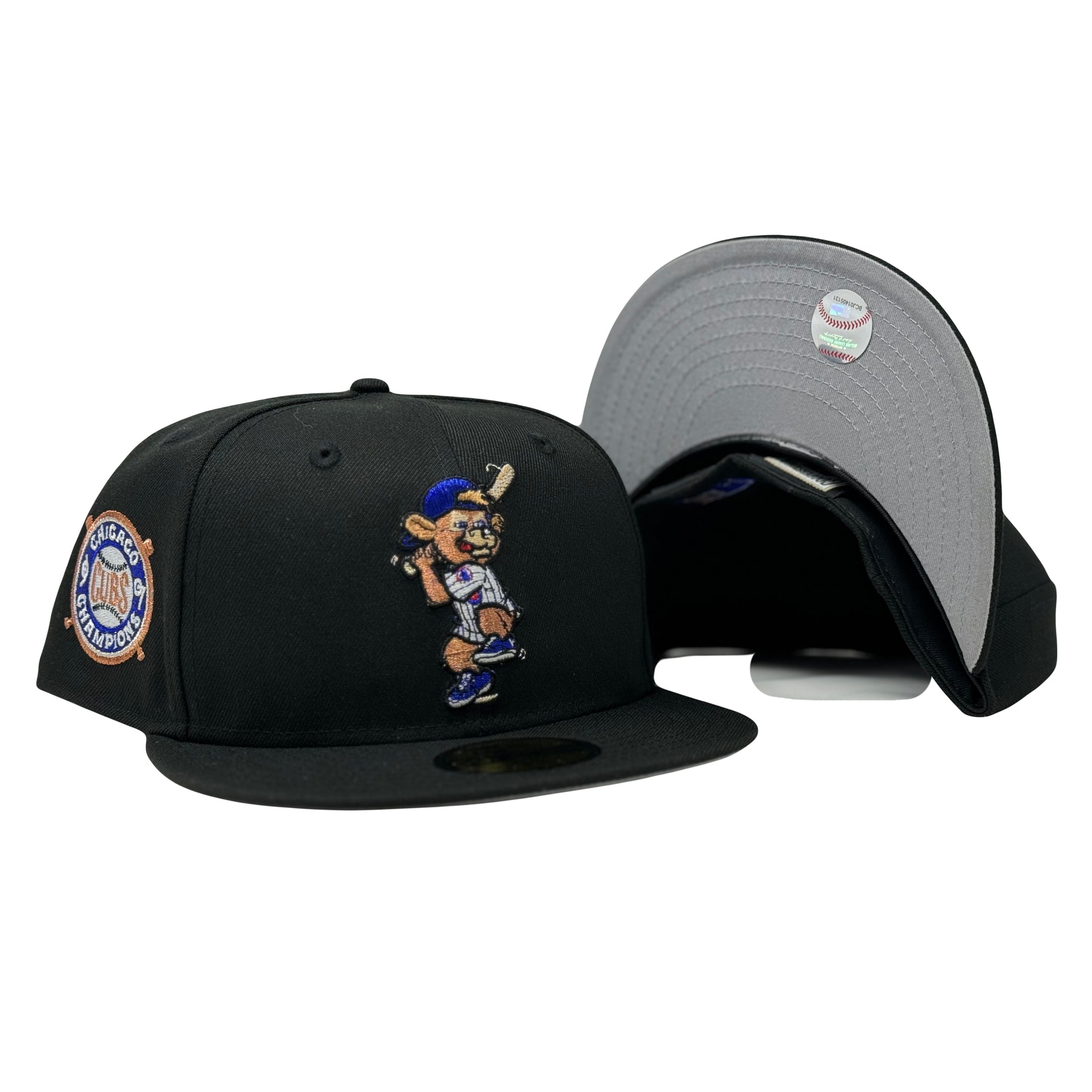 Chicago Cubs 1907 World Series Champions Mascot logo New Era Fitted Hat