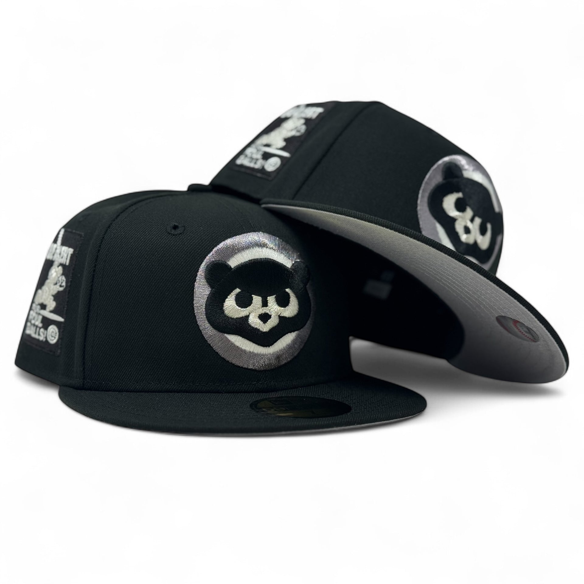 Chicago Cubs Be Alert Foul Balls Logo Fitted Hats-Black