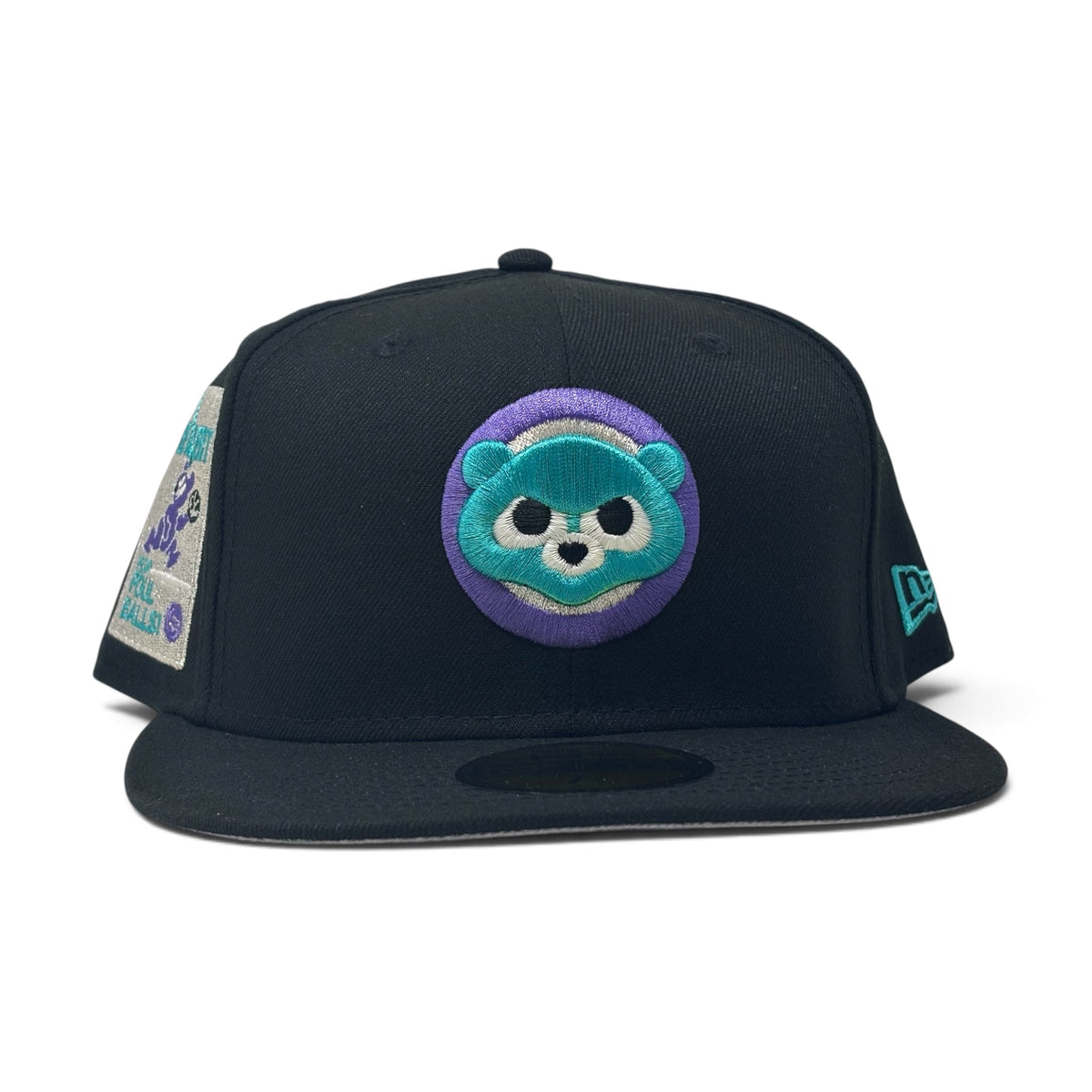 Chicago Cubs Be Alert Foul Ball Logo Fitted Hats-Black Purple Teal
