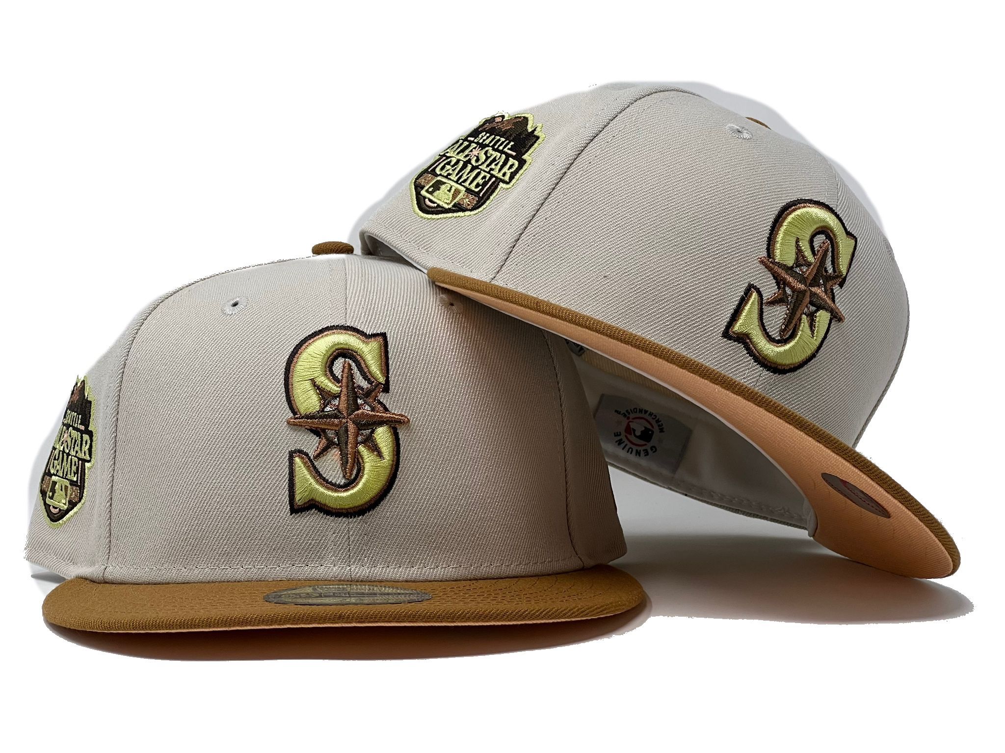 Seattle Mariners 2023 All Star Game Stone Camel Peach Brim New Era Fitted Hat