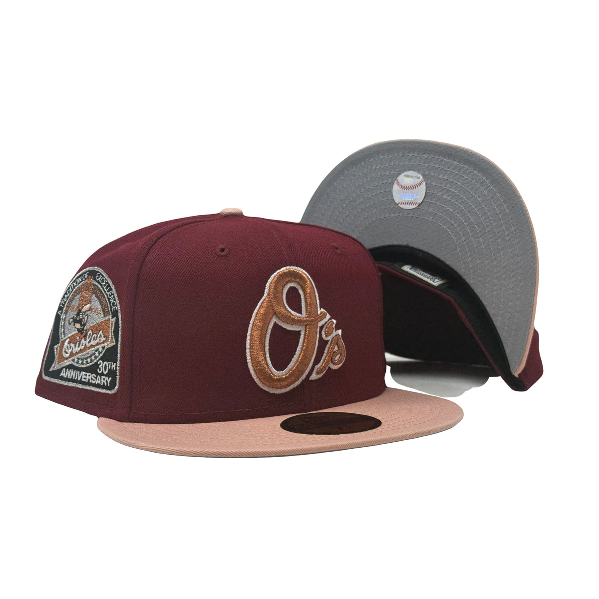 Baltimore Orioles 30th Anniversary Burgundy Blush 59Fifty New Era Fitted Hat
