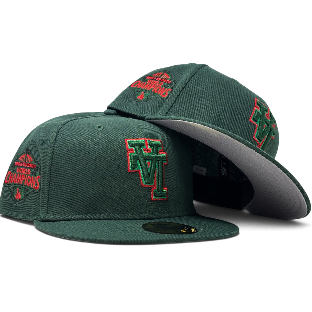 Los Angeles Dodgers 2025 World Champions Up-Side Down Logo Fitted Hat-Green