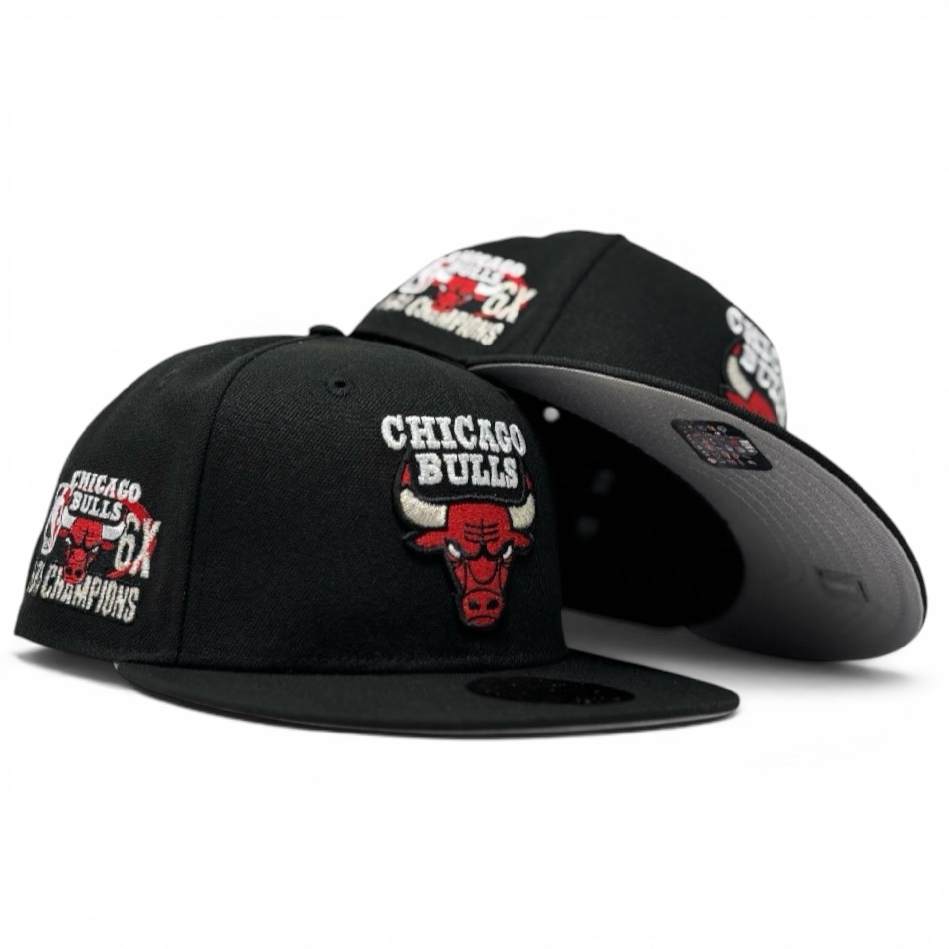 Chicago Bulls 6X NBA Champions Fitted Hat -Black