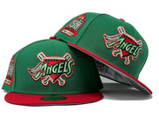 Angels 50th Annivesary "XMAS COLLECTION" Green Red Visor Gray Brim New Era Fitted Hat