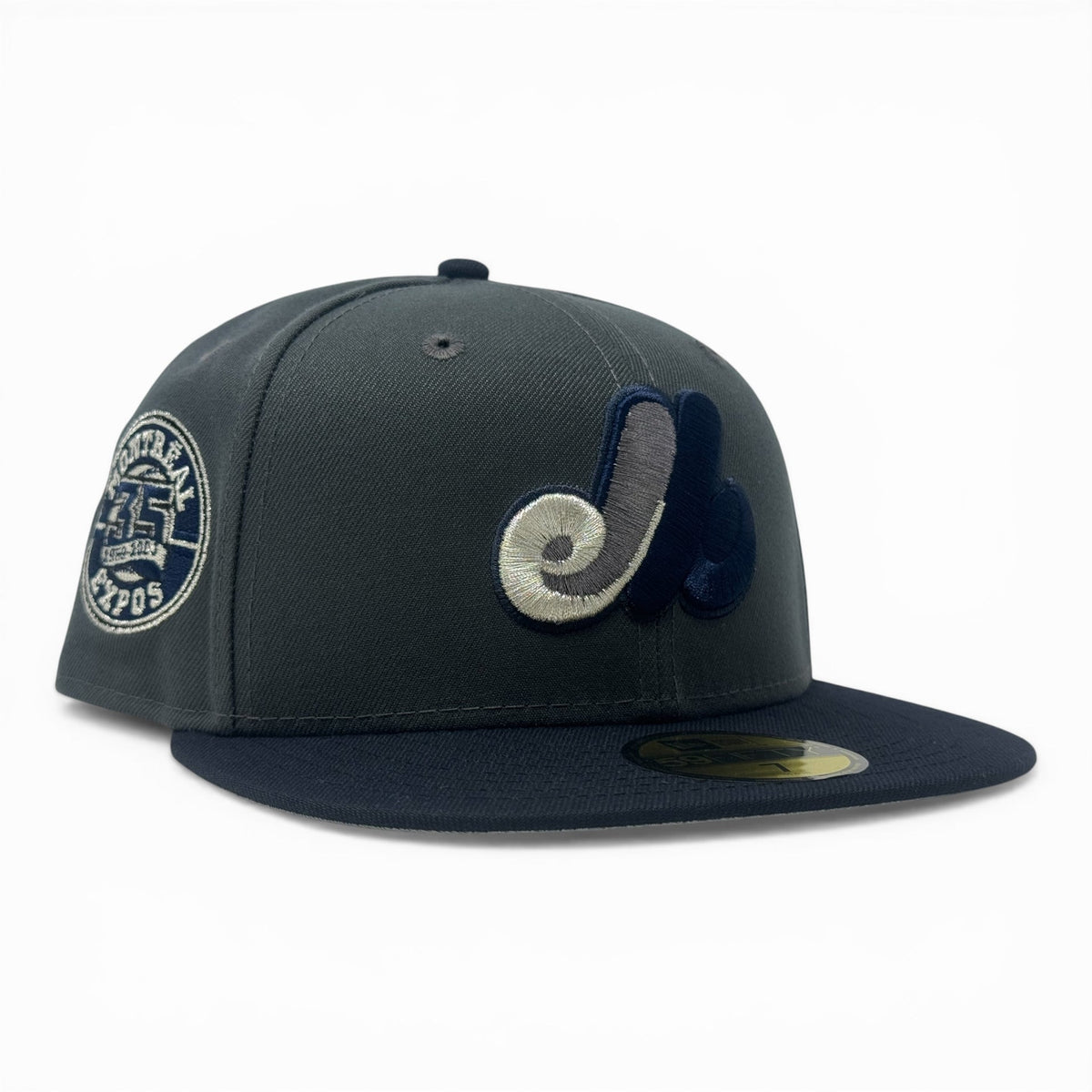 Montreal Expos 35th Anniversary Fitted Hats to Match OG Flint 13-Dark Gray Navy