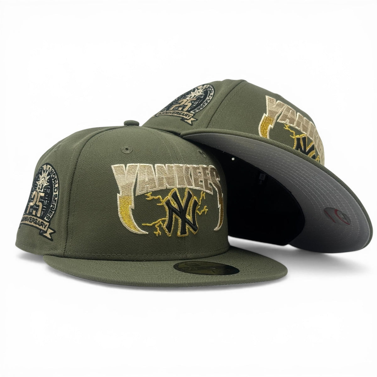 New York Yankees "Supercharged" Logo Fitted Hats-Olive