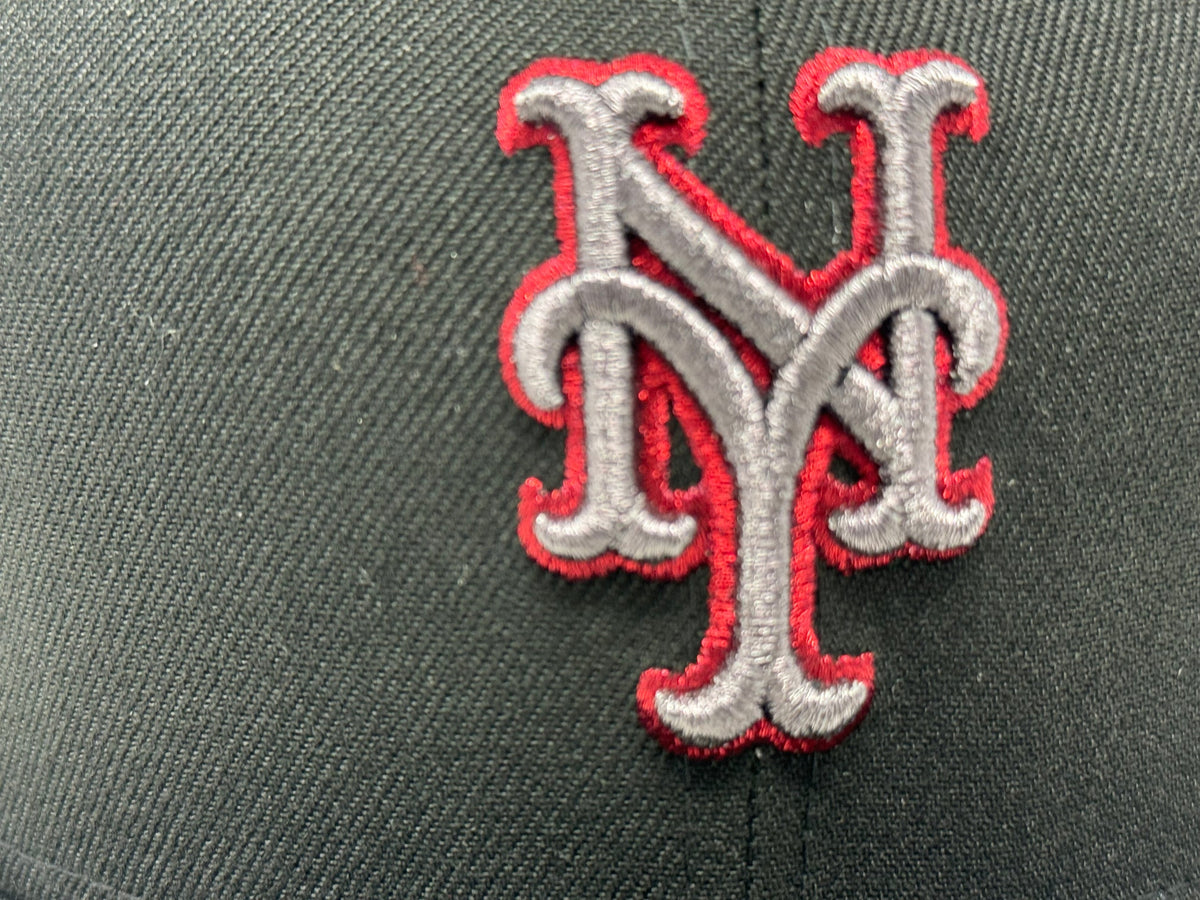 New York Mets 1969 World Series Red Brim Fitted Hats-Black