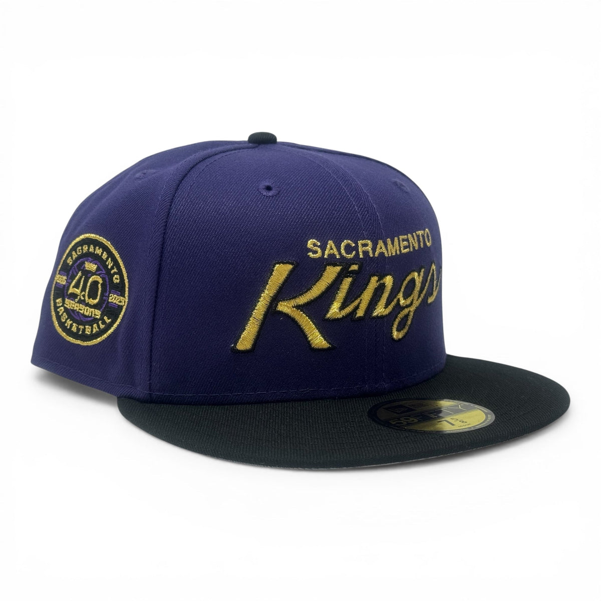 Sacramento Kings 40th Anniversary New Era Fitted Hat-Purple Black