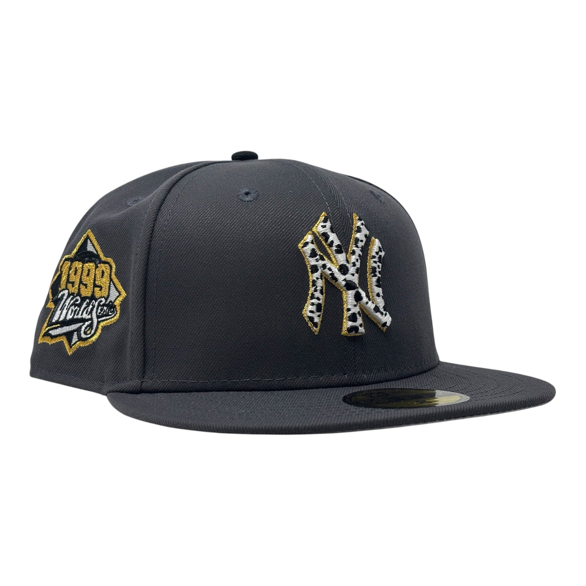 New York Yankees 1999 World Series Cow Print Fitted Hat Dark Gray