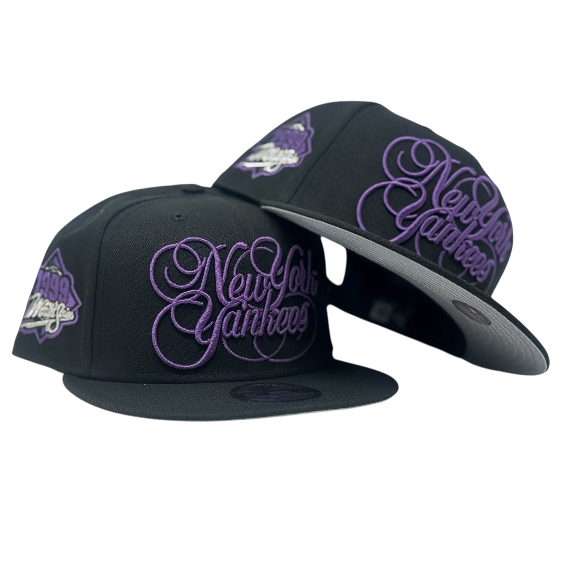 New York Yankees 1999 world Series Snapback Script Logo Hat-Black Purple