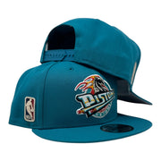 Detroit pistons Hardwood Classics Team Snapback Hat-Teal