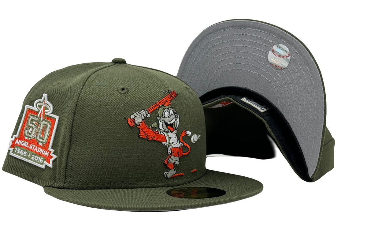 Los Angeles Angels 50th Anniversary Olive green Mascot Logo 59Fifty New Era Fitted Hat