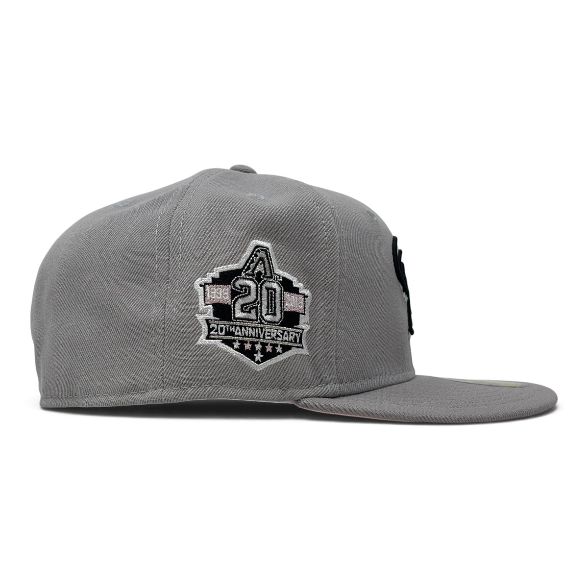 Arizona Diamondbacks 20th Anniversary Pink Brim 59Fifty New Era Fitted Hat-Gray