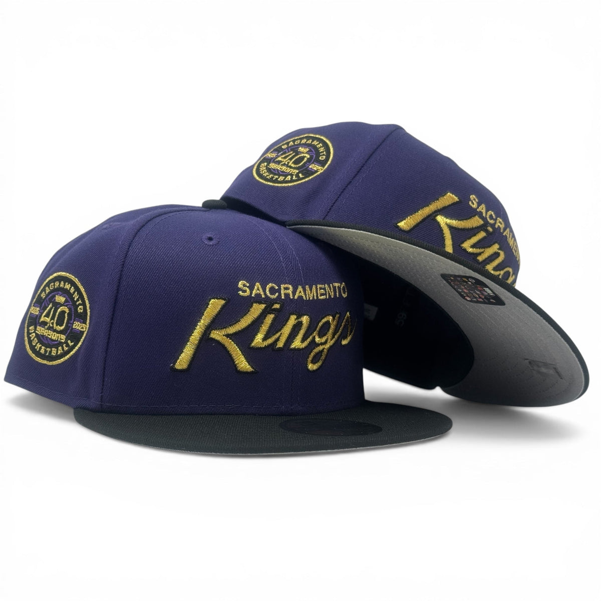 Sacramento Kings 40th Anniversary New Era Fitted Hat-Purple Black