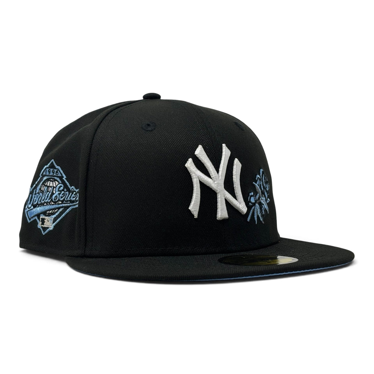 New York Yankees 1996 World Series Floral Logo Fitted Hat-Black Sky