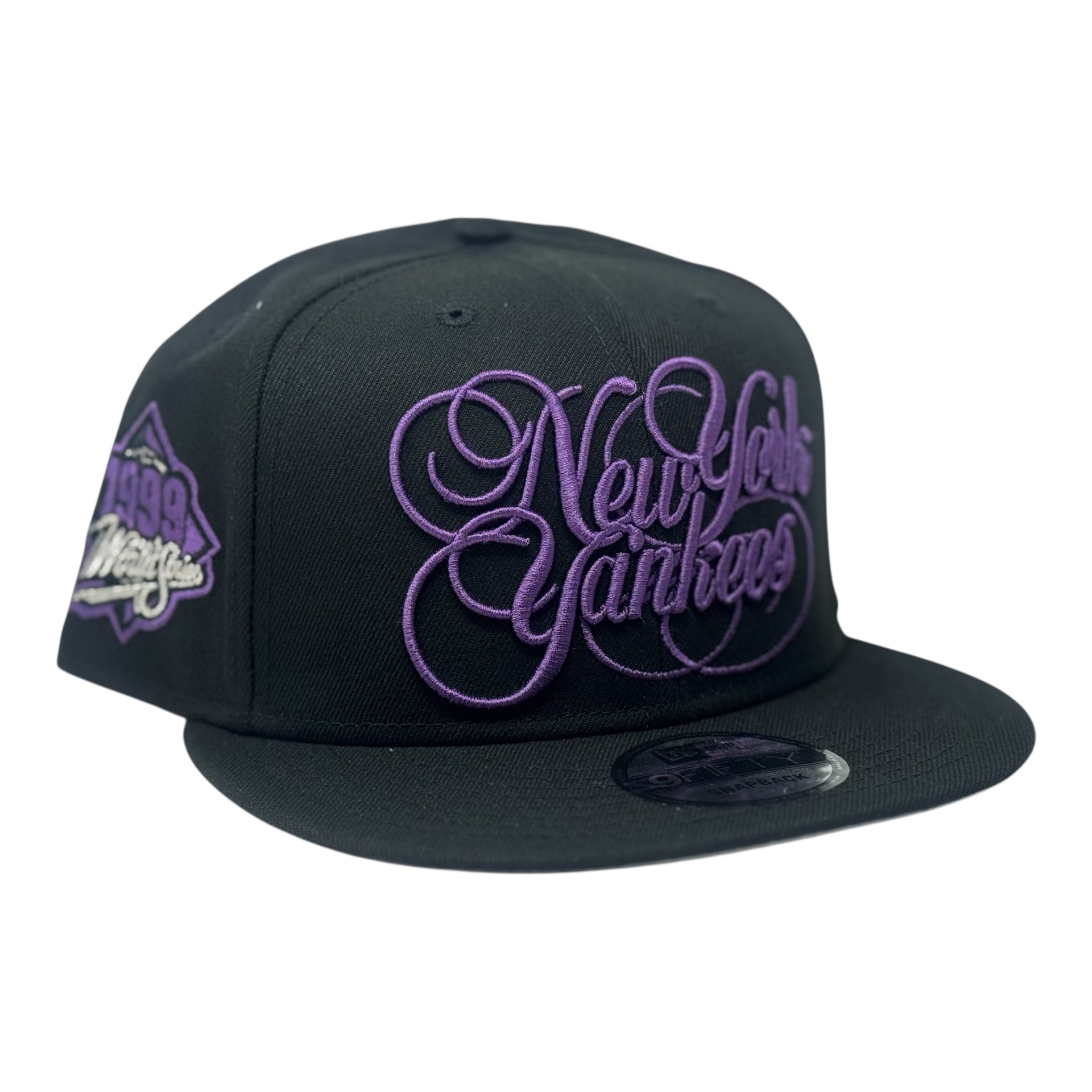 New York Yankees 1999 world Series Snapback Script Logo Hat-Black Purple