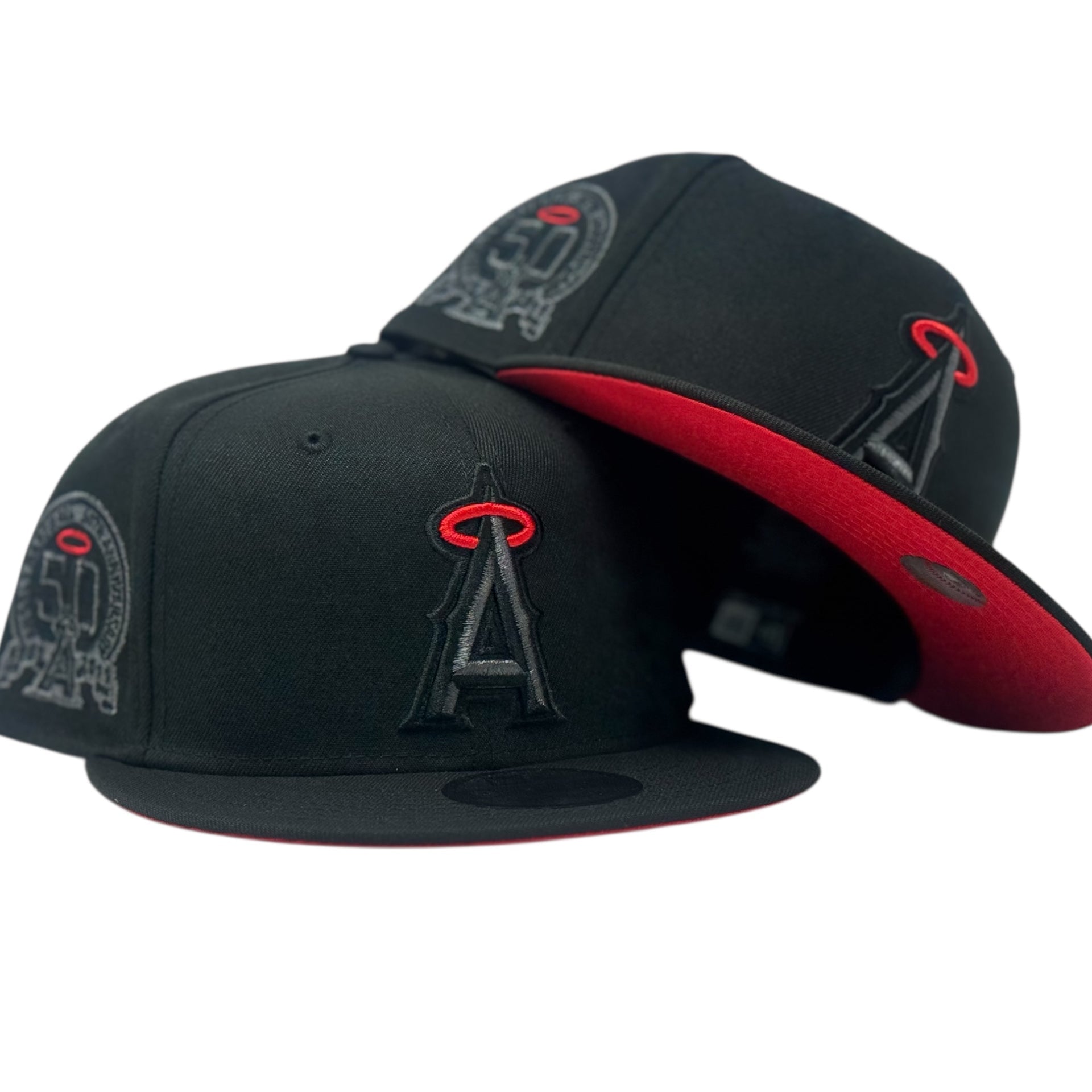 Los Angeles Angels 50th Anniversary Red Brim Snapback Hats