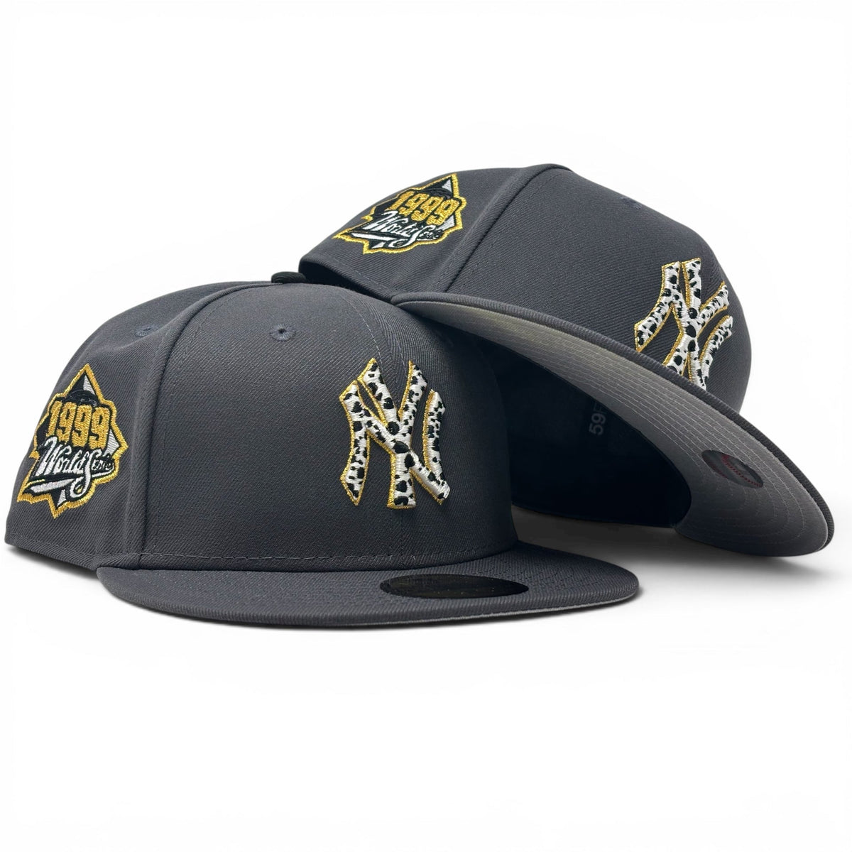 New York Yankees 1999 World Series Cow Print Fitted Hat Dark Gray