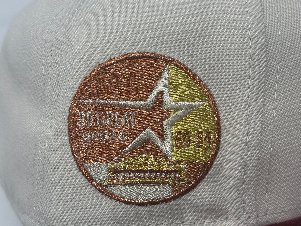 Houston Astros 35th Anniversary Stone Burgundy Velvet Visor Fitted Hats