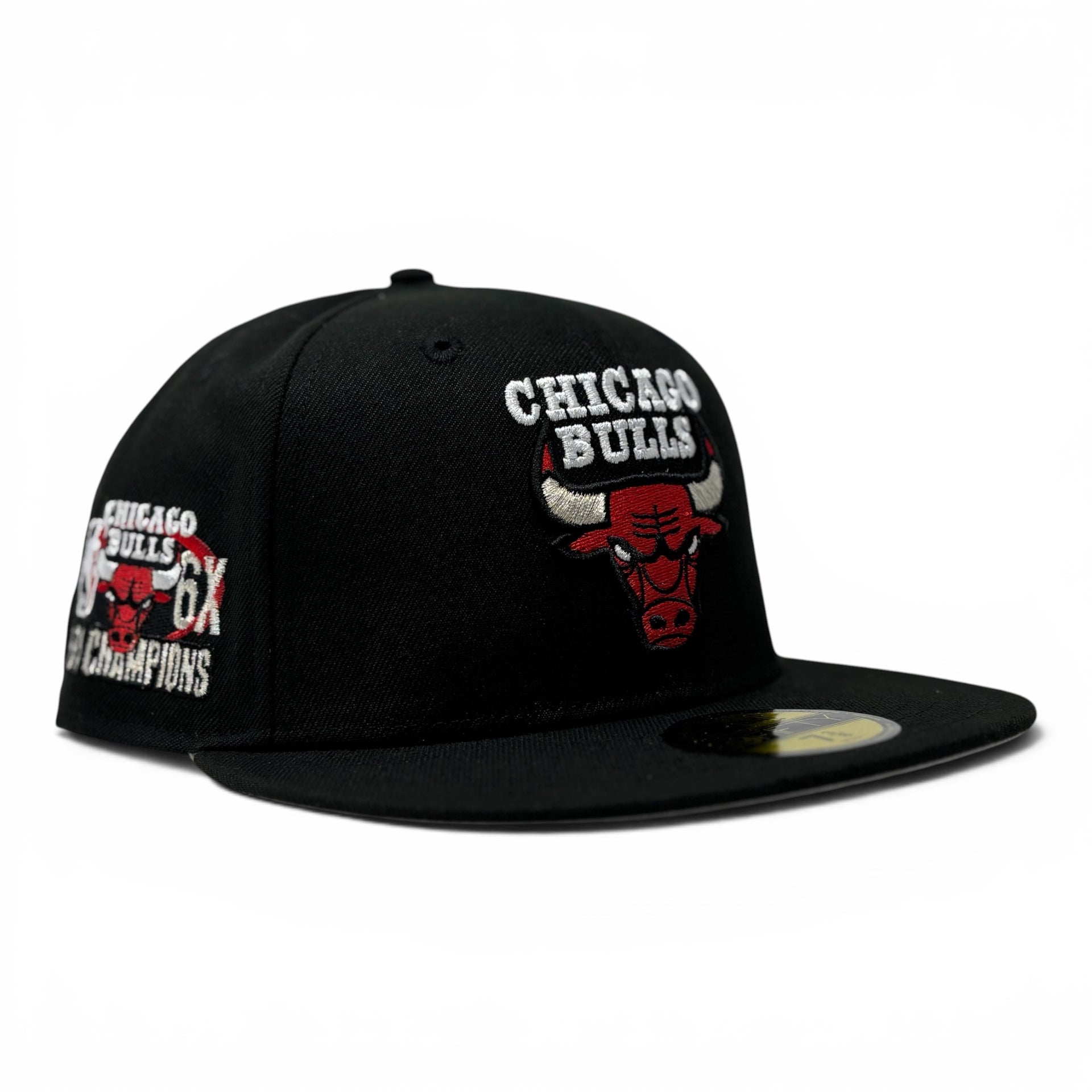 Chicago Bulls 6X NBA Champions Fitted Hat -Black