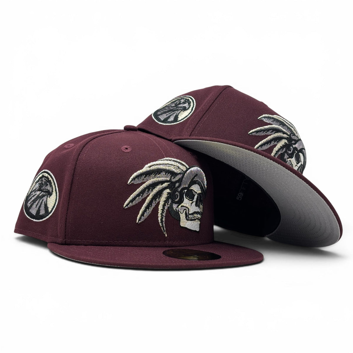 Aztec Skull Warriors New Era Fitted Hat-Maroon