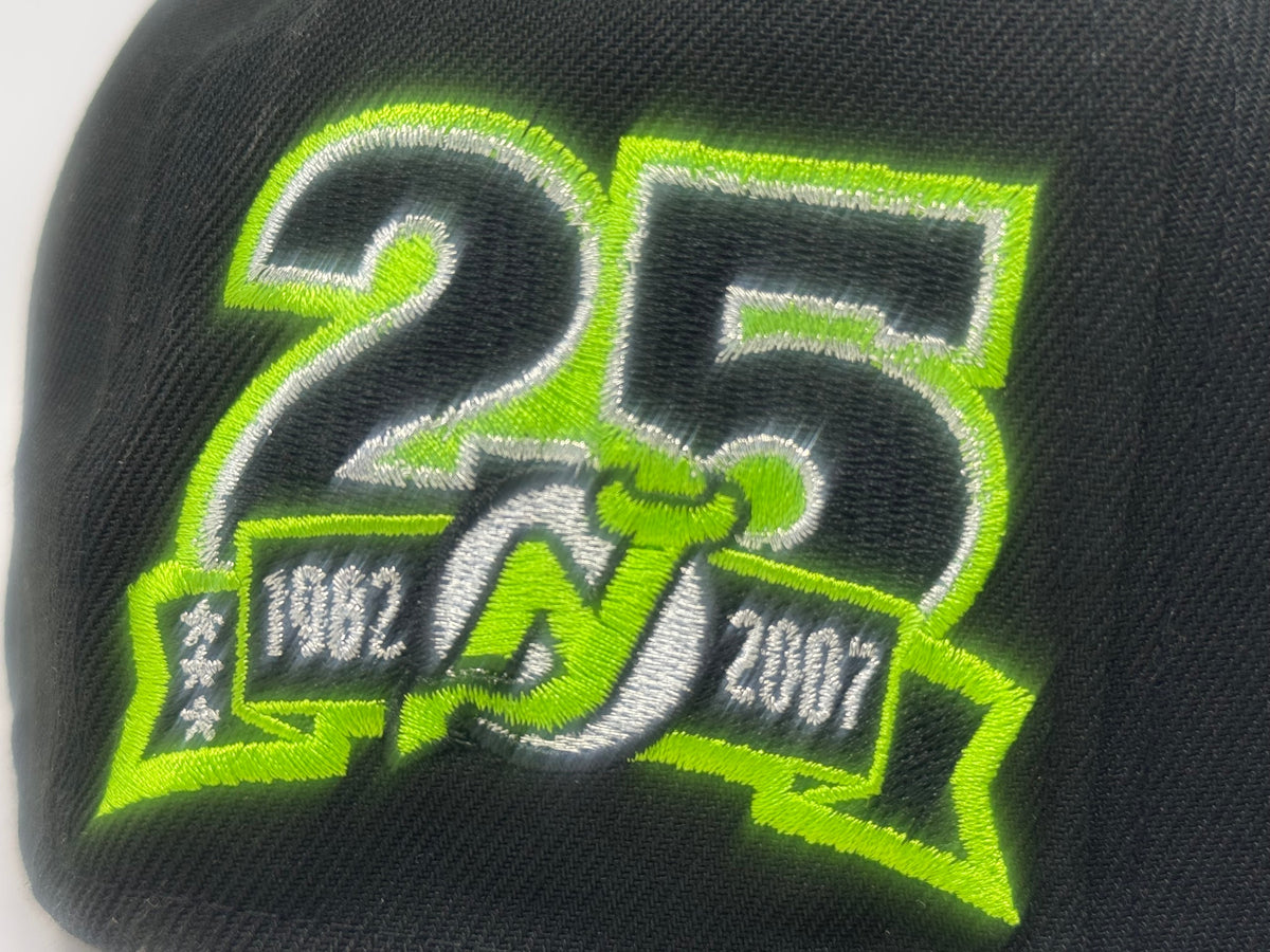 New Jersey Devils 25th Anniversary New Era Fitted Hats-Black Lime