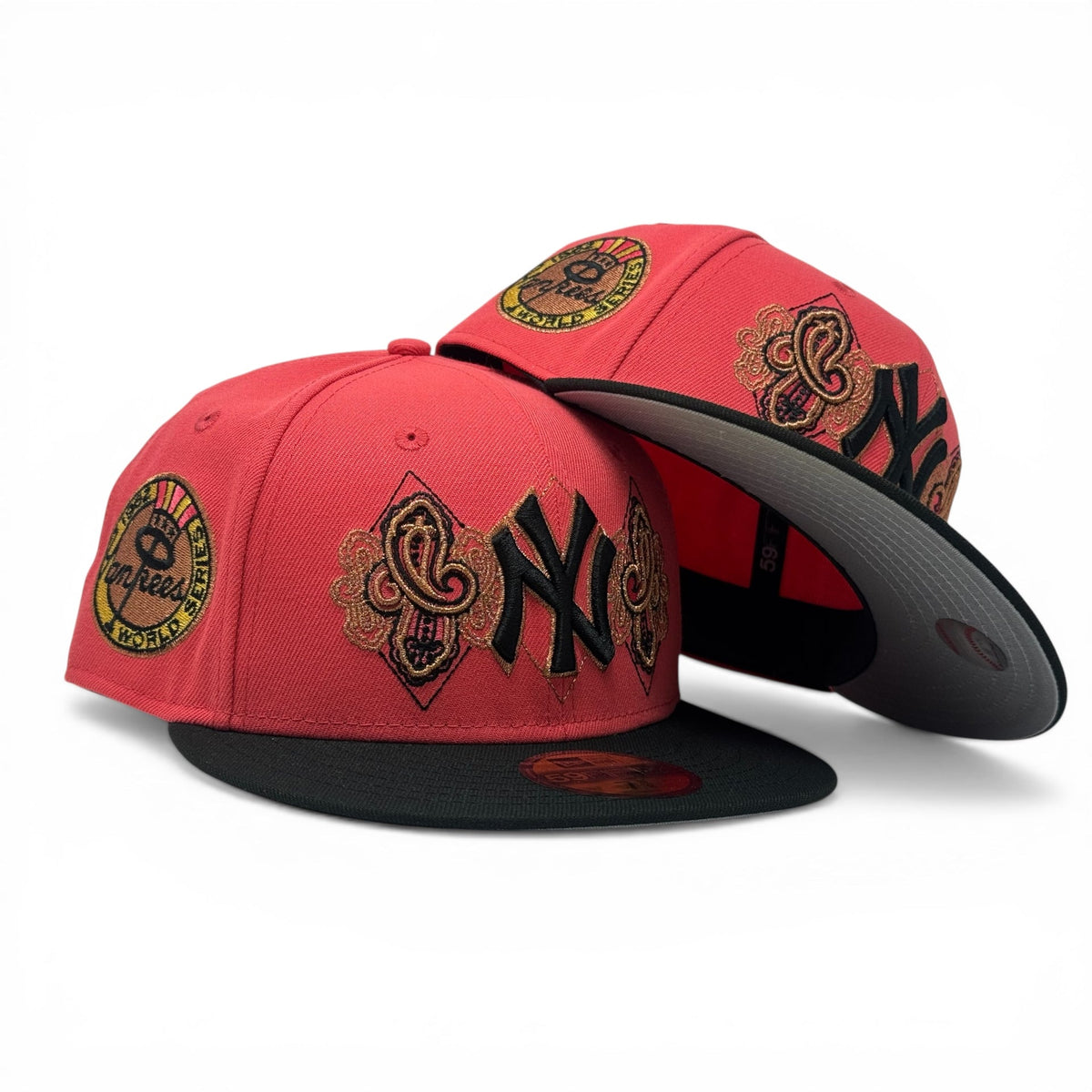 New York Yankees 1962 World Series Paisley Fitted Hat- Coral