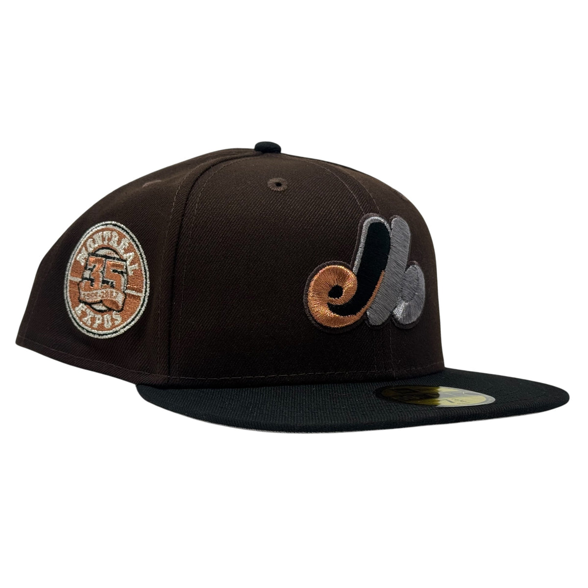 Montreal Expos 35th Anniversary New Era Fitted Hat-Dark Brown Black