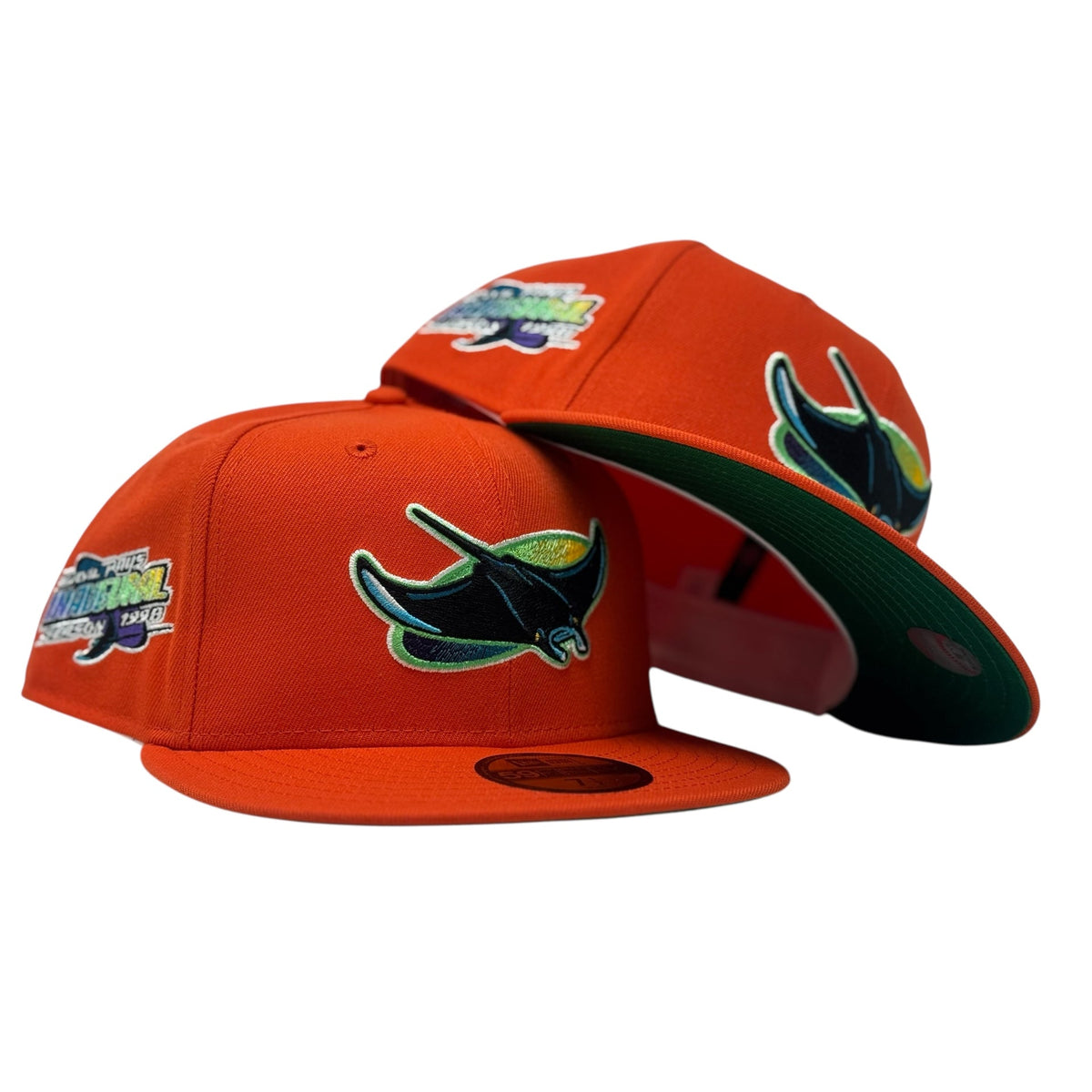Tampa Bay Devil Rays 1998 Inaugural Season Orange Green Brim New Era Fitted Hat