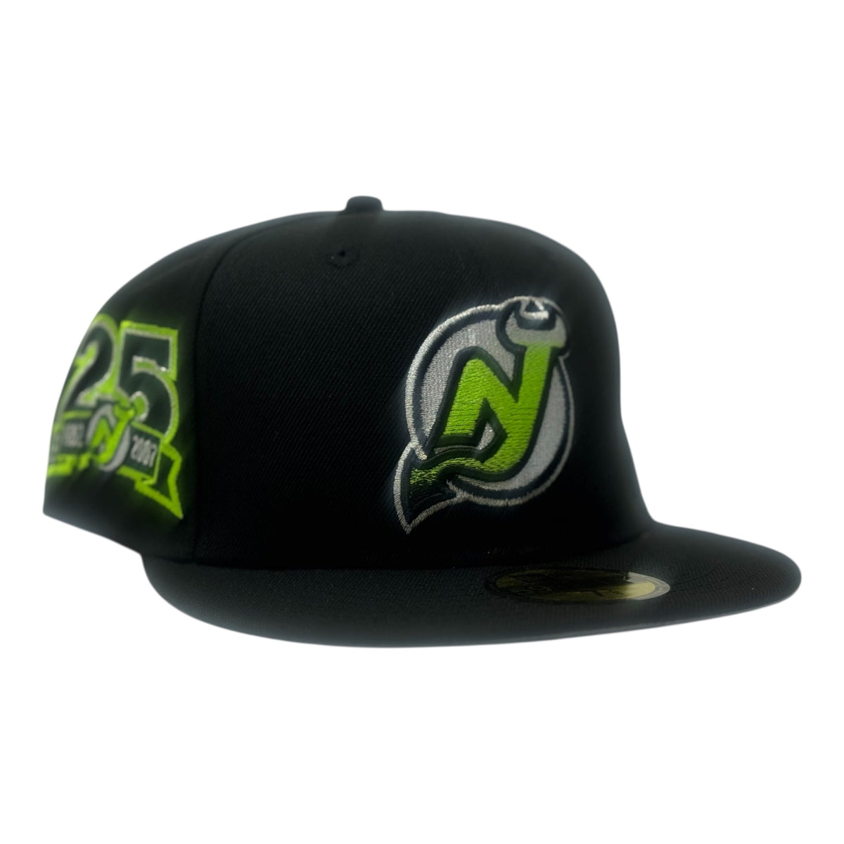 New Jersey Devils 25th Anniversary New Era Fitted Hats-Black Lime
