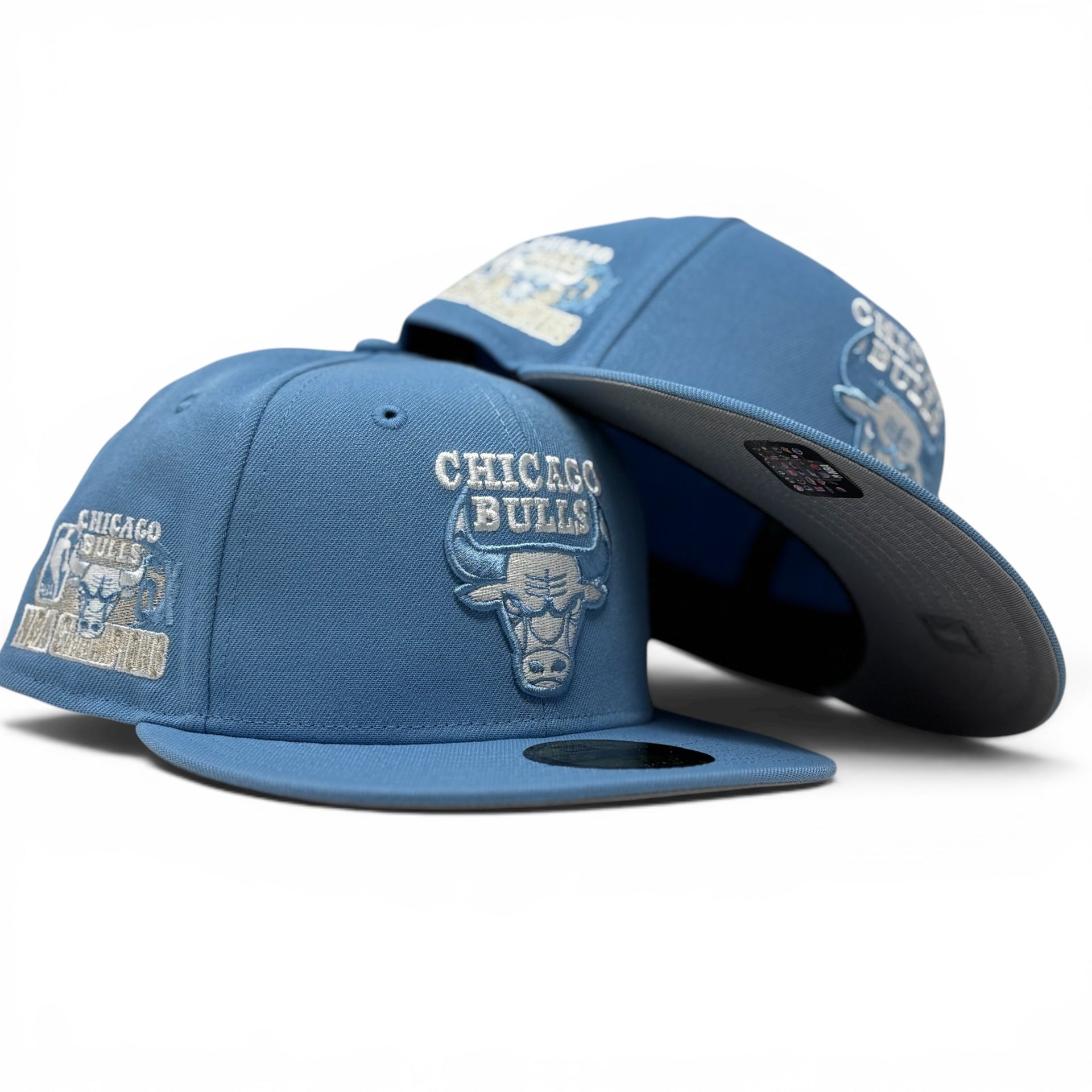 Chicago Bulls 6X NBA Champions Fitted Hat -Sky Blue