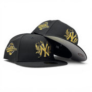 New York Yankees 1996 World Series iconic interlocking Fitted Hats-Black Gold