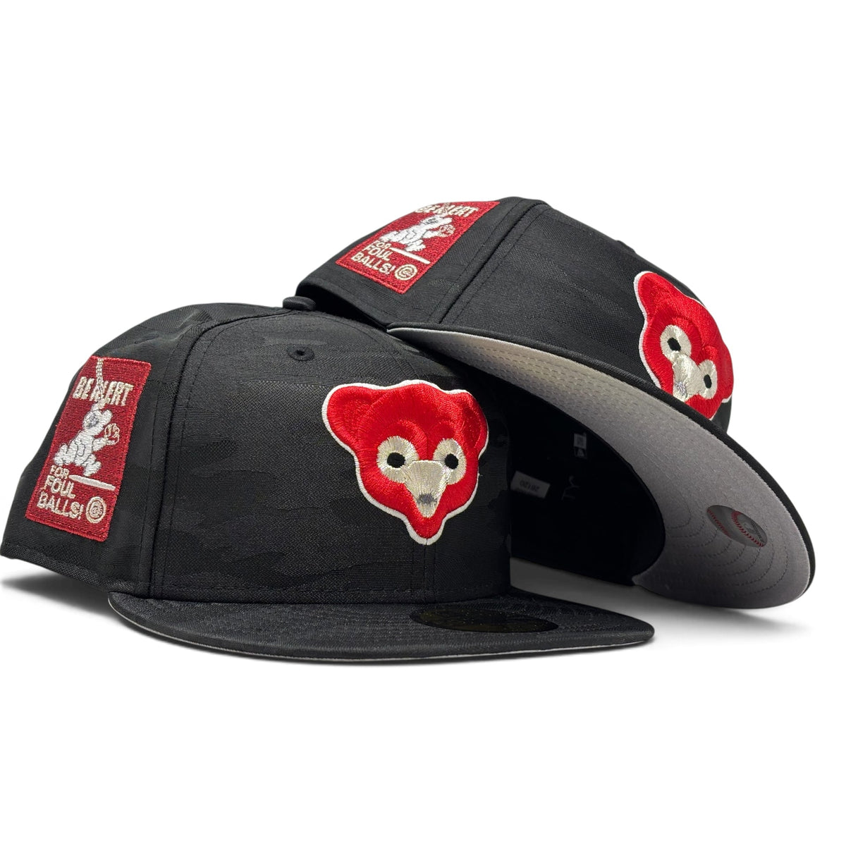 Chicago Cubs Be Alert Foul Ball 59Fifty New Era Fitted Hats-Black Camouflage