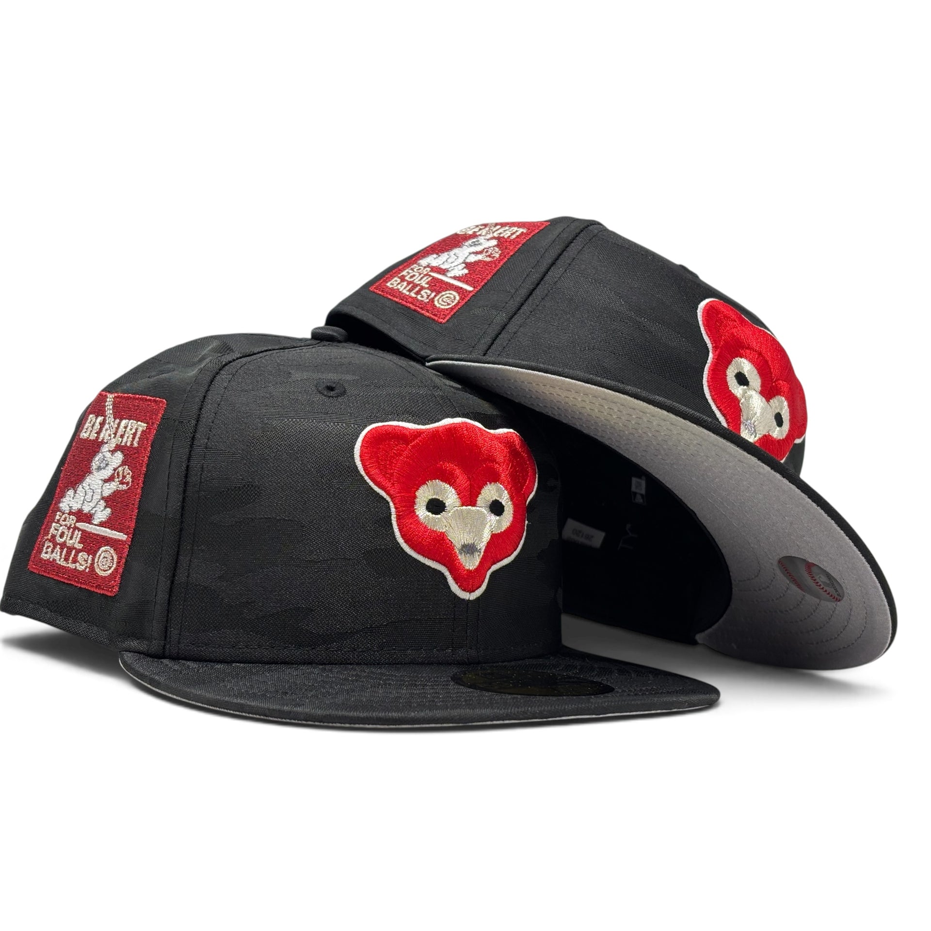 Chicago Cubs Be Alert Foul Ball 59Fifty New Era Fitted Hats-Black Camouflage