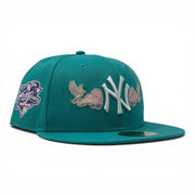New York Yankees 2000 World Series Bird in the Cloud Fitted Hats-Teal