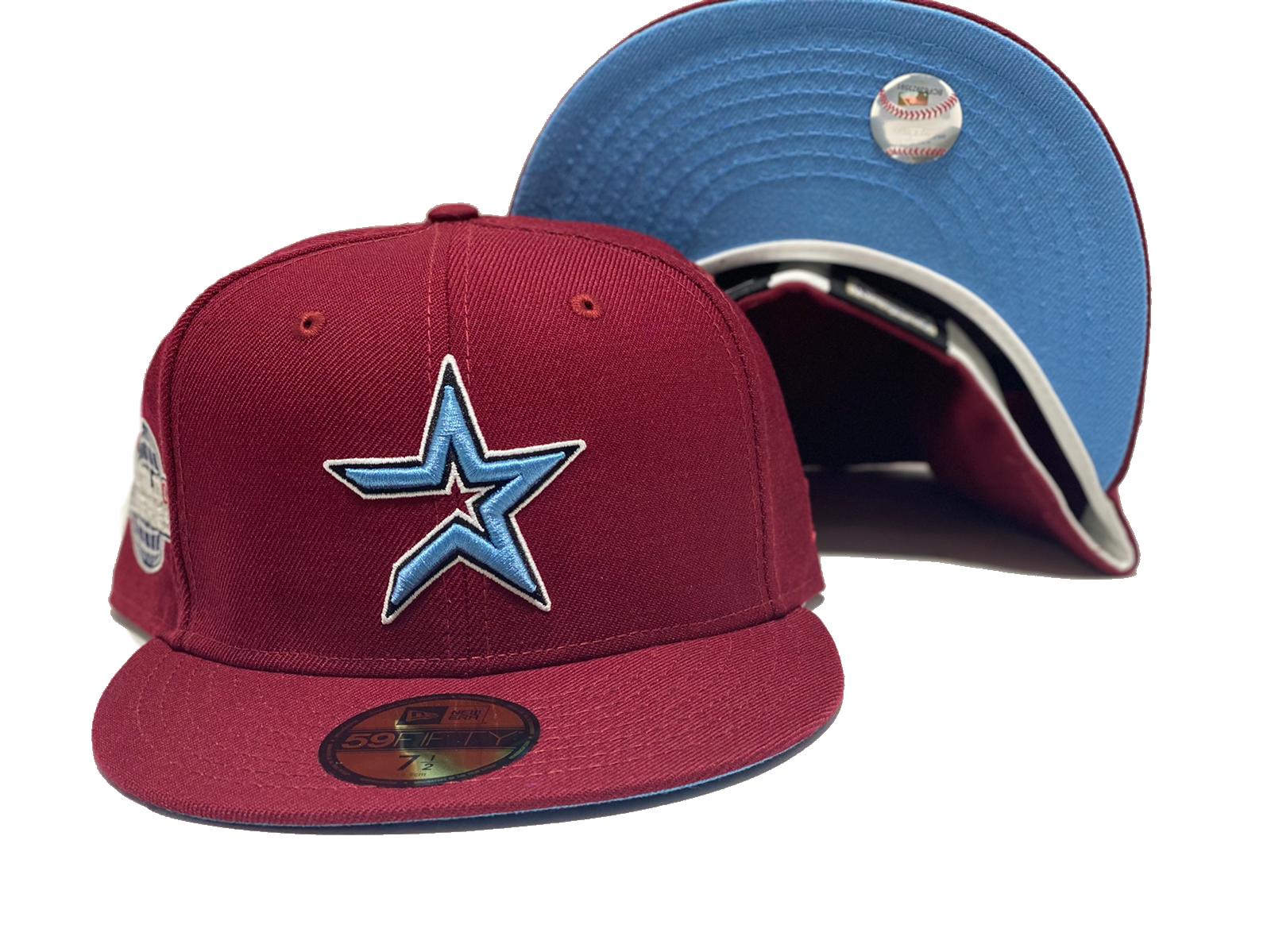 HOUSTON ASTRO 2005 WORLD SERIES BURGUNDY ICY BRIM NEW ERA FITTED HAT